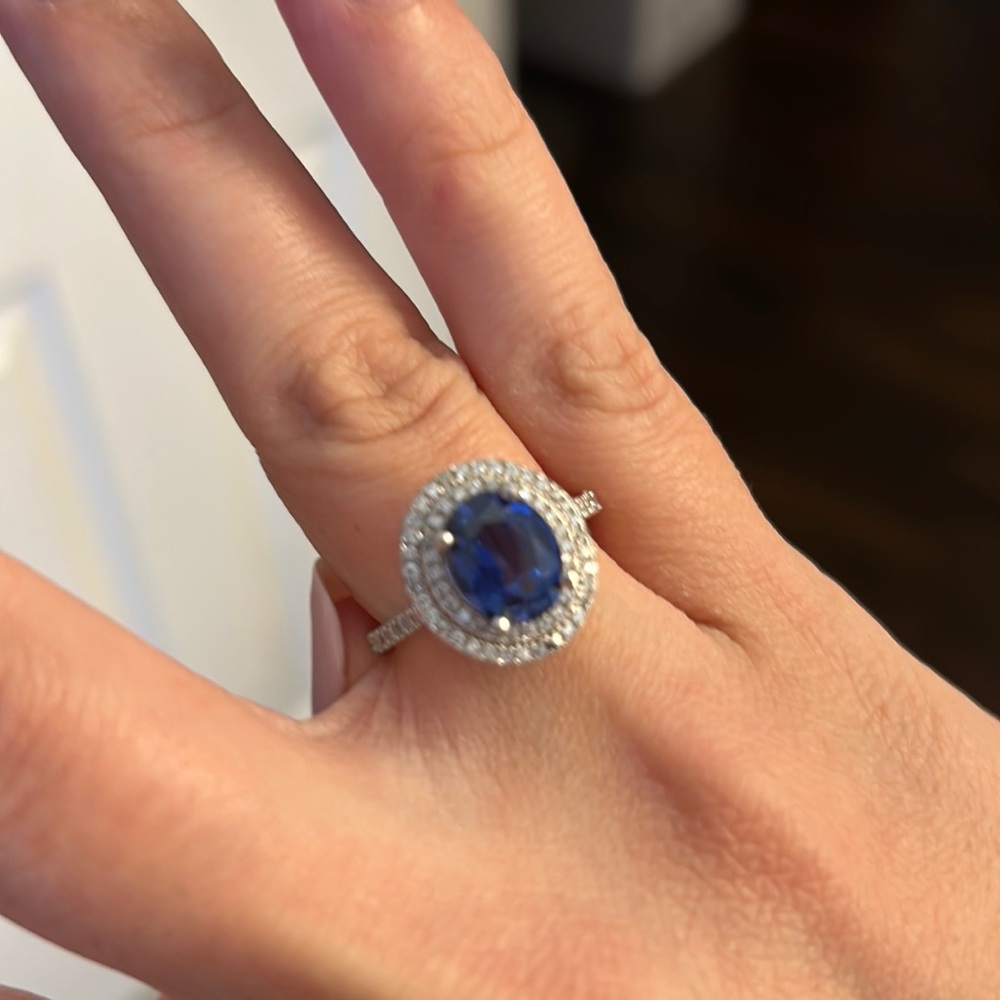 Blue Diamond Sapphire Ring